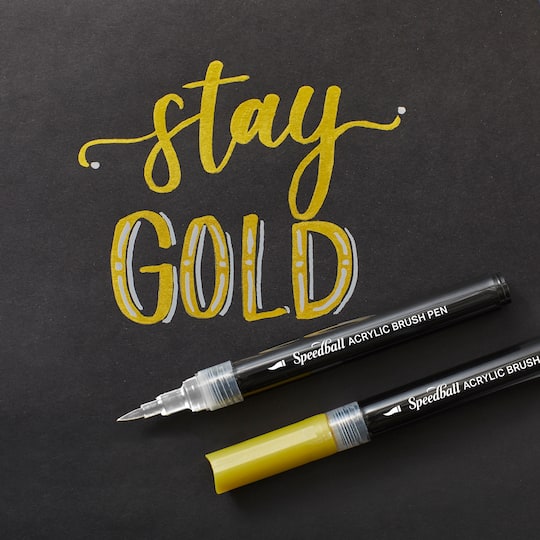 Speedball® Gold & Silver Acrylic Lettering Brush Pens Set